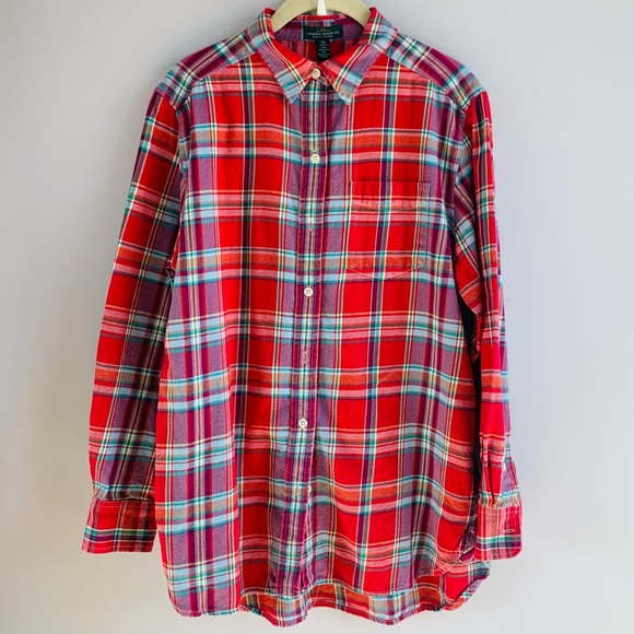 Lauren Ralph Lauren Tops - Lauren Ralph Lauren Shirt Plaid Red Button Up Soft Cotton Lightweight EUC XS